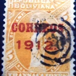 Selo postal da Bolívia de 1912 Allegory of Justice U
