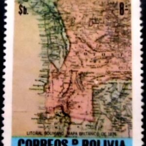 Selo postal da Bolívia de 1979 Old map of Bolivia with the coastal areas M