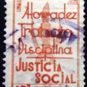 Selo postal da Bolívia de 1938 Pincers Torch and Good Will Principles 1 U