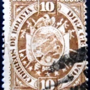 Selo postal da Bolívia de 1894 New Coat of arms 10 I U