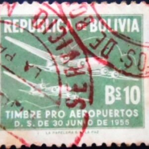 Selo postal da Bolívia de 1955 Airplanes 10 U