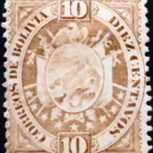 Selo postal da Bolívia de 1894 New Coat of arms 10 II U