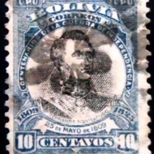 Selo postal da Bolívia de 1909 Bernardo Monteagudo 10 U