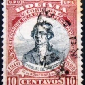 Selo postal da Bolívia de 1910 Miguel Betanzos 10 U