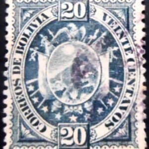 Selo postal da Bolívia de 1894 New Coat of arms 20 U sev