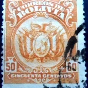 Selo postal da Bolívia de 1923 Coat of Arms 50 U