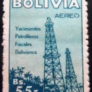 Selo postal da Bolívia de 1955 Oil Derricks 55 M
