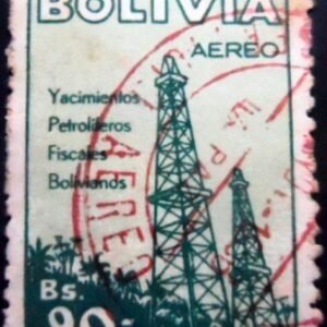 Selo postal da Bolívia de 1955 Oil Derricks 90 U