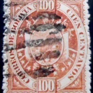 Selo postal da Bolívia de 1894 New Coat of Arms 100 I U