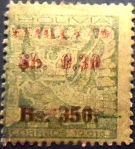 Selo postal da Bolívia de 1970 Gate of the Sun double surcharged 0.30 N