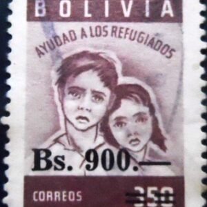Selo postal da Bolívia de 1962 Refugee children 900 U