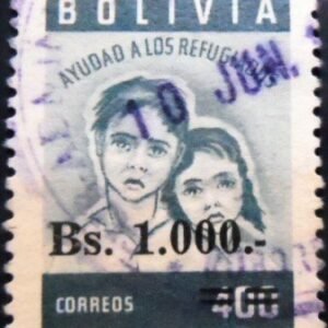 Selo postal da Bolívia de 1962 Refugee children 1000 U