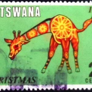Selo postal de Botswana de 1970 Giraffe U