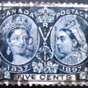 Selo postal do Canadá de 1897 Queen Victoria 5 U