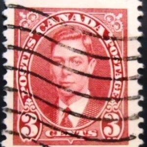 Selo postal do Canadá de 1937 King George VI 3 U