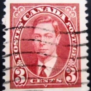 Selo postal do Canadá de 1937 King George VI 3 Eo U