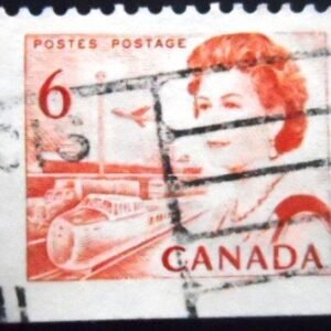 Selo postal do Canadá de 1968 Queen Elizabeth II transport 6 AyI U