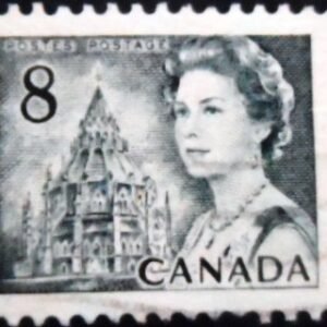 Selo postal Queen Elizabeth II and Library of Parliament 8 U sev