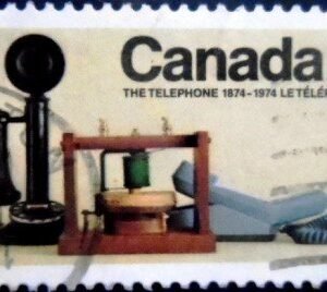 Selo postal do Canadá de 1974 Telephone development U