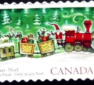 Selo postal do Canadá de 2004 Santa Claus in a Train U