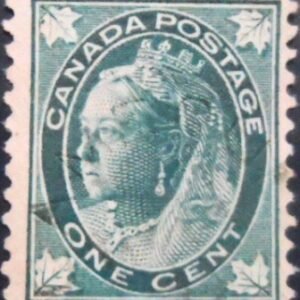 Selo postal do Canadá de 1897 Queen Victoria "Maple Leaf" 1 U