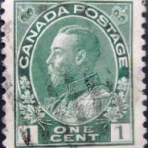 Selo postal do Canadá de 1915 King George V Admiral 1 U sev