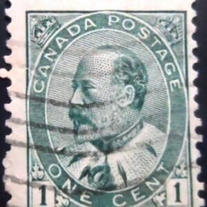 Selo postal do Canadá de 1908 King Edward VII U sev