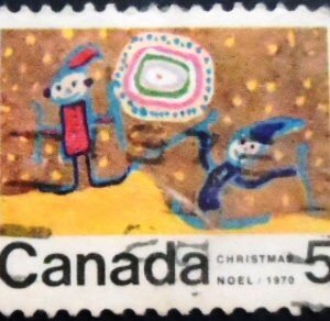 Selo postal do Canadá de 1970 Skiing U sev
