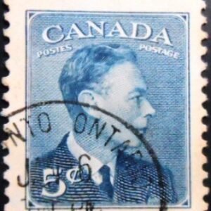 Selo postal do Canadá de 1950 King George VI by Dorothy Wilding 5 U sev