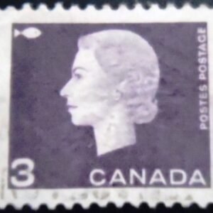 Selo postal do Canadá de 1963 Queen Elizabeth II 3 Cameo U sev
