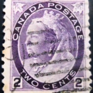 Selo postal do Canadá de 1898 Queen Victoria Numeral 2 U sev