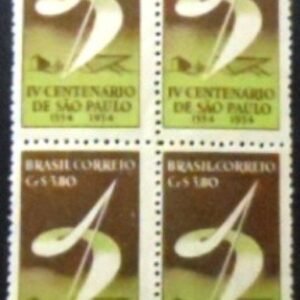 Quadra de selos postais do Brasil de 1953 400 Anos São Paulo 3.80 M QD