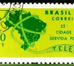 Selo postal do Brasil de 1968 Telex Curitiba - C 607 M1D