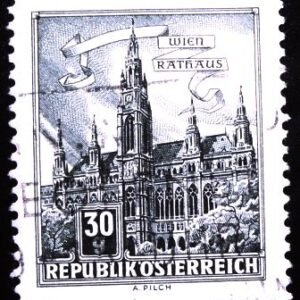 Selo postal da Áustria de 1962 City Hall