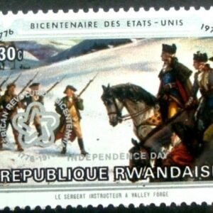 Selo postal da Ruanda de 1976 Instruction at Valley Forge