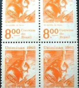 Quadra de selos comemoraivos do Brasil de 1962 Usiminas