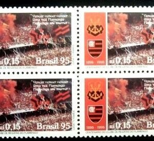 Quadra de selos postais do Brasil de 1995 C.R. Flamengo - MZC