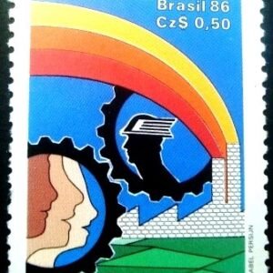 Selo postal do Brasil 1986 Dia do Trabalho