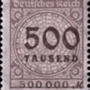 Selo postal da Alemanha Reich de 1923 Value in Tausend 500