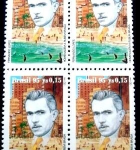 Quadra de selos postais do Brasil de 1995 Rubem Braga - C 1974 M