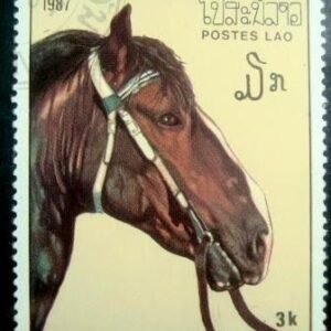 Selo postal Laos 1987 Equus ferus caballus 3