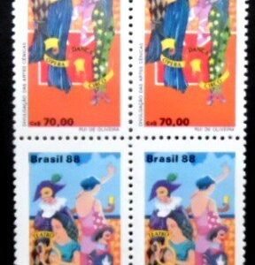 Quadra de selos postais do Brasil de 1988 Artes Cênicas