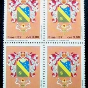 Quadra de selos postais do Brasil de 1987 Centenário Clube Militar