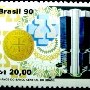 Selo postal do Brasil de 1990 Banco Central N