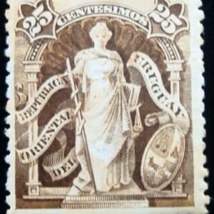 Selo postal do Uruguai de 1901 Justitia 25