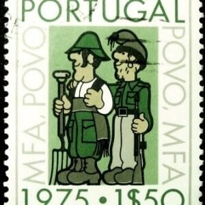 Selo postal de Portugal de 1975 Soldier as farmer