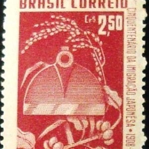 Selo postal do Brasil de 1958 Imigração Japonesa