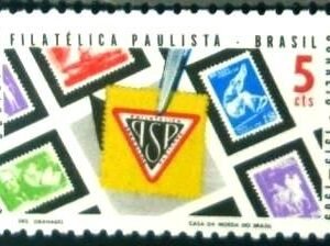 Selo postal do Brasil de 1969 Sociedade Philatélica Paulista M