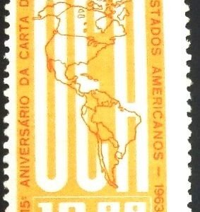 Selo postal do Brasil de 1963 Carta OEA M