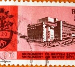 Selo postal da África do Sul de 1974 Monument of English immigrants U
